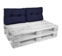 Beautissu Coussin palette ECO Style - Coussins dossier Lot de 2 chacun 60x40x10-20cm Bleu foncé - Matelas palette Coussins palette