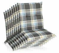 Beautissu, coussin plat Sunny BK, dimensions 100x50x6 cm, motif à carreaux bleus, lot de 8