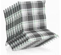 Beautissu Lot de 8 coussins Sunny MK à dossier bas 100 x 50 cm, vert menthe à carreaux