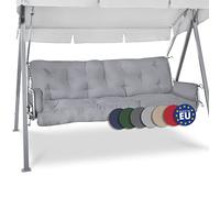 Beautissu Coussin pour Balancelle 180x50x8 cm Flair HS - Coussin de Jardin avec 2 Oreillers - Matelas pour Banc de Jardin, Rembourrage Flocons de Mousse - Gris Clair
