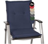 Beautissu Coussins Chaises Jardin Loft NL - Bleu foncé - Set de 2-100x50x6cm - Dossier Bas - Extérieur