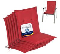 Beautissu Lot de 6 chaises de jardin à dossier bas Loft NL, 100 x 50 x 6 cm, rouge
