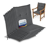 Beautissu coussins de jardin de chaise épais confortable set de 8 dossier | 100x50x6cm anthracite coussin extérieur bas siège galette banc Loft NL
