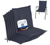 Beautissu Coussins de Jardin de Chaise Loft NL Bleu foncé Set de 6-100x50x6cm - Coussin Exterieur Jardin épais & Confortable - Coussin Dossier Bas