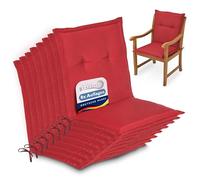 Beautissu Lot de 8 coussins pour chaise de jardin à dossier bas Loft NL, 100 x 50 x 6 cm, rouge