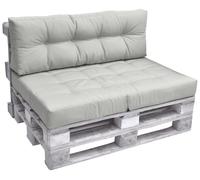Beautissu Coussins de palette d'extérieur 1x coussin d'assise & 1x coussin de dossier, gris clair
