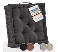 Beautissu Coussins de Sol d'assise Coton avec poignée de Transport | 50x50cm anthracite matelas épais 10cm 100% coussin de chaise intérieur extérieur Beauitssu siège galette Mila