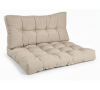 Beautissu Coussins pour palettes d'extérieur 1x coussin d'assise & 1x coussin de dossier, naturel