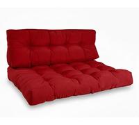 Beautissu Coussins pour palettes d'extérieur 1x coussin d'assise & 1x coussin de dossier, rouge