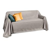 Beautissu Couverture Plaid Similicuir Couvre-lit jeté de canapé | 210x280cm gris clair ou sofa pour lit double et aspect daim Romantica