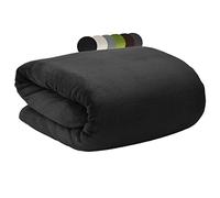 Beautissu Couverture Polaire Microfibres Couvre lit Plaid jeté de canapé | 220x240cm noir doux confortable douillet douce moelleux grande taille noire Aurelia