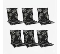Beautissu Flores Fauteuil bas 6 places 100x50 cm noir avec fleurs