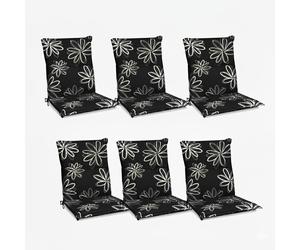 Beautissu Flores Fauteuil bas 6 places 100x50 cm noir avec fleurs