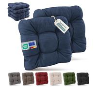 Beautissu Galette Chaise Jardin Exterieur Premium Set de 6 Coussin Siege | 40x40cm bleu fonce 8cm epaisseur robuste et resistant aux UV fauteuil terasse Extérieur Foncé Épaisseur Siège HighLux SK