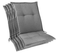 Beautissu HighLux NL, coussin à dossier bas, 105x50x7 cm, gris clair, lot de 4