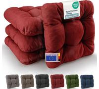 Beautissu HighLux SK - Premium Set de 4 Galette Chaise Jardin Extérieur 35x35 cm Rouge - 8 cm Épaisseur