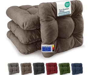 Beautissu HighLux SK - Premium Set de 4 Galette Chaise Jardin Extérieur 35x35 cm Taupe - 8 cm Épaisseur