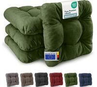 Beautissu HighLux SK - Premium Set de 4 Galette Chaise Jardin Extérieur 35x35 cm Vert Foncé - 8 cm Épaisseur