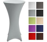 Beautissu Housse de table bistrot 80-85cm Argent - Mange debout - Deco Cocktail - Stretch spandex - Stella