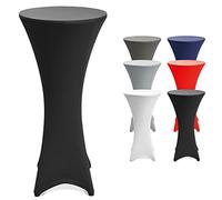 Beautissu Housse Stretch pour Table Haute et Table de Bistro avec Renfort | diamètre 60-65cm noir au niveau des pieds lavable à 40 °C antidérapante et infroissable repassage mange debout Spandex Stella