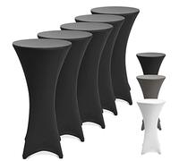 Beautissu Housse Table de Jardin Haute élastique Lot de 5 Mange Debout | Ø60-65cm noir de 5 Housses extensible renfort pieds protection Stella