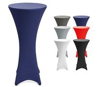 Beautissu Housse Table de Jardin Lot de 2 Housses Haute Mange Debout | Ø70-75cm bleu Elastique extensible mange-debout renfort pied Stella