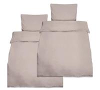 Beautissu Julie Ensemble literie 100% coton renforcé Set de 4 : 2x Housse de couette 155x220cm + 2x Taille d’oreiller 80x80cm Taupe