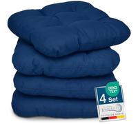 Beautissu Lisa Set de 4 Coussins 40x40 cm - Coussin de Chaise d'extérieur et d'intérieur 40x40 cm, Coussin Souple pour Les chaises de Jardin, Coussin en Mousse de 8 cm - Bleu foncé
