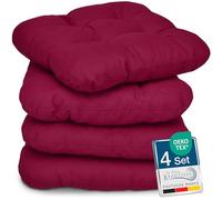 Beautissu Lisa Set de 4 Coussins 40x40 cm - Coussin de Chaise d'extérieur et d'intérieur 40x40 cm, Coussin Souple pour Les chaises de Jardin, Coussin en Mousse de 8 cm - Rouge