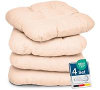 Beautissu Lisa Set de 4 Coussins 40x40 cm - Coussin de Chaise d'extérieur et d'intérieur 40x40 cm, Coussin Souple pour Les chaises de Jardin, Coussin en Mousse de 8 cm - Nature