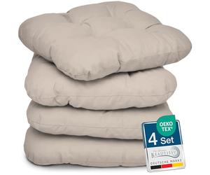 Beautissu Lisa Set de 4 Coussins 40x40 cm - Coussin de Chaise d'extérieur et d'intérieur 40x40 cm, Coussin Souple pour Les chaises de Jardin, Coussin en Mousse de 8 cm - Taupe