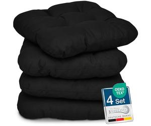 Beautissu Lisa Set de 4 Coussins 40x40 cm - Coussin de Chaise d'extérieur et d'intérieur 40x40 cm, Coussin Souple pour Les chaises de Jardin, Coussin en Mousse de 8 cm - Noir