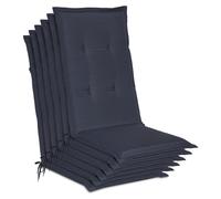 Beautissu Lot de 6 coussins de chaise de jardin Loft HL bleu foncé, 120 x 50 x 6 cm