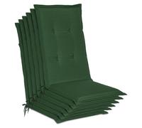 Beautissu Loft HL, 120x50x6 cm, vert foncé, lot de 6, coussin pour chaise de jardin, pour l'extérieur