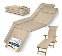 Lot de 2 coussins de transat de luxe Beautissu LoftLux DC, 175 x 45 x 5 cm, couleur naturelle