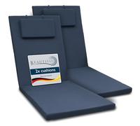 Beautissu Lot de 2 Coussin Bain de Soleil 200x60x5cm Loft RL - Résistance UV Matelas Transat Exterieur Coussin Chaise Longue avec Fermeture Éclair - Bleu Foncé