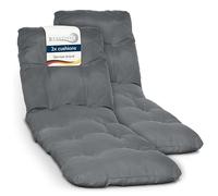 Beautissu 2X Matelas pour chaise longue Deckchair Flair RL, 190x60x8 cm, gris graphite