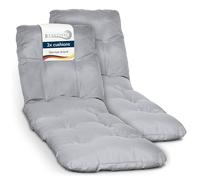 Beautissu Lot de 2 Coussin Bain de Soleil Chaise Longue Matelas Transat | 190x60cm Gris Clair 8cm Épais Confortable pour Jardin Terrasse Balcon Exterieur rembourrage Flair RL