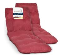 Beautissu 2X Coussin pour chaise longue Deckchair Flair RL, 190x60x8 cm, rouge