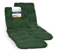 Beautissu 2X Matelas pour chaise longue Deckchair Flair RL, 190x60x8 cm, vert foncé