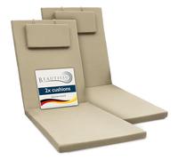 Beautissu Lot de 2 coussins pour chaise longue Loft RL, 200 x 60 x 5 cm, naturel
