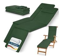 Beautissu Lot de 2 coussins de chaise longue de luxe LoftLux DC, 175 x 45 x 5 cm, vert
