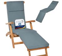 Beautissu Lot de 2 Coussin Bain de Soleil transat Exterieur Chaise Longue | 175x45x5cm bleu gris matelas housse amovible luxe jardin LoftLux DC