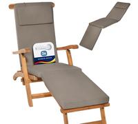Beautissu Lot de 2 Coussin Bain de Soleil transat Exterieur Chaise Longue | 175x45x5cm taupe matelas housse amovible luxe LoftLux DC