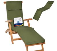 Beautissu Lot de 2 Coussin Bain de Soleil transat Exterieur Chaise Longue | 175x45x5cm vert olive matelas housse amovible luxe jardin LoftLux DC