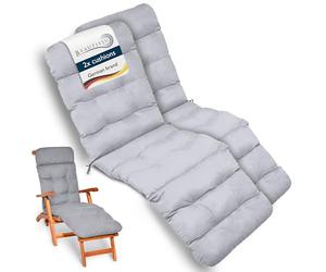 Beautissu Lot de 2 Coussins Bain de Soleil 200x50x8 cm Flair DC - Matelas Transat Coussin Chaise Longue Exterieur pour Jardin Terrasse Balcon - Gris Clair