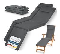 Beautissu Lot de 2 coussins de chaise longue de luxe LoftLux DC, 175 x 45 x 5 cm, gris graphite