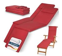 Beautissu Lot de 2 coussins de chaise longue de luxe LoftLux DC, 175 x 45 x 5 cm, rouge