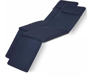 Beautissu Lot de 2 coussins de chaise longue de luxe LoftLux DC, 175 x 45 x 5 cm, bleu foncé
