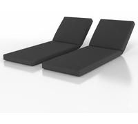 Beautissu Lot de 2 coussins pour chaise longue imperméables QD-RL, 190 x 60 cm, anthracite